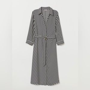 NWOT H&M black and white striped collared dress